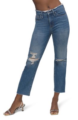 Good American Distressed High Waist Frayed Jeans in Blue537