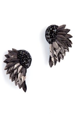 Deepa Gurnani Perry Wing Drop Earrings in Black