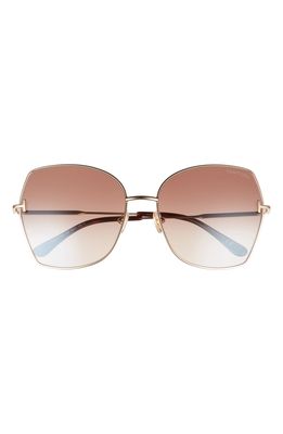 Tom Ford Farrah 60mm Geometric Sunglasses in Shiny Rose Gold /Brown