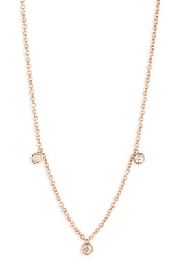 BYCHARI Diamond Bezel Charm Necklace in 14K Rose Gold