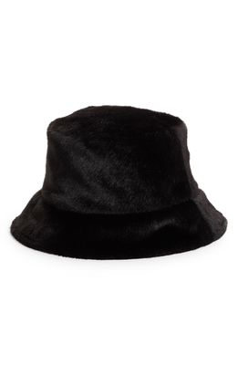 Stand Studio Wera Faux Fur Bucket Hat in Black