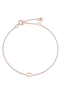 BYCHARI Initial Pendant Bracelet in 14K Rose Gold-D