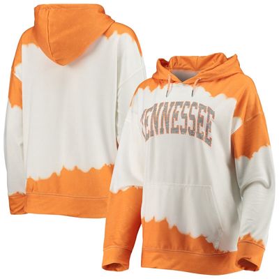 Women's Gameday Couture White/Tennessee Orange Tennessee Volunteers For the Fun Double Dip-Dyed Pullover Hoodie