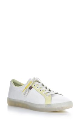 Softinos by Fly London Suri Low Top Sneaker in 020 White/Baby Green Supple
