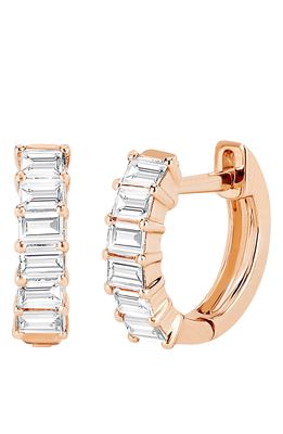 EF Collection Baguette Diamond Huggie Hoop Earrings in Rose Gold
