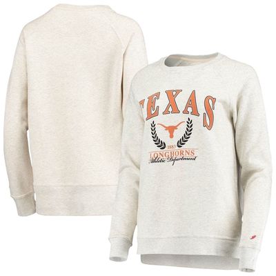 Women's League Collegiate Wear Oatmeal Texas Longhorns Academy Raglan Pullover Sweatshirt