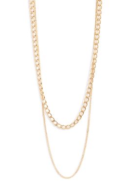 Knotty Layered Curb Chain Necklace in Gold