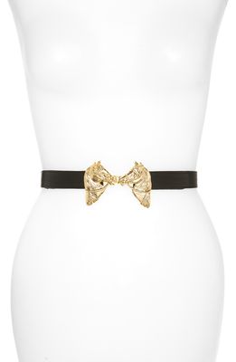 Raina Harvey Horse Clasp Leather Belt in Black