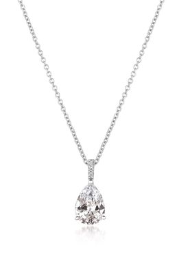 Crislu Pear Cubic Zirconia Pendant Necklace in Platinum