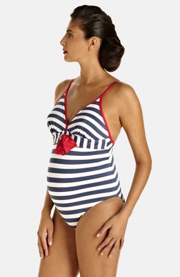 Pez D'Or Palm Springs One-Piece Maternity Swimsuit in Navy/Red