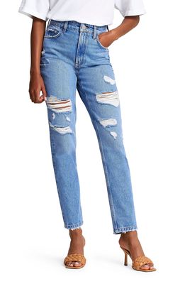 River Island Fantastic Ripped Straight Leg Jeans in Denimbright