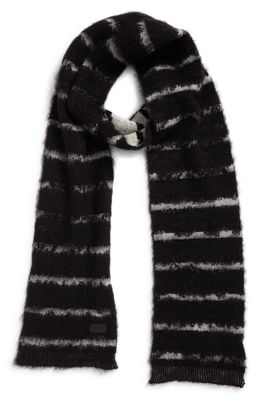 Saint Laurent Interrupted Stripe Wool & Mohair Blend Scarf in Black/Ivory