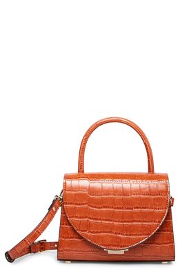 Steve Madden Lacie Mini Croc Embossed Faux Leather Crossbody Bag in Cognac