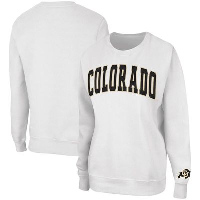 Women's Colosseum White Colorado Buffaloes Campanile Pullover Sweatshirt