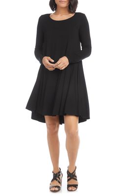 Karen Kane Maggie Long Sleeve Jersey Trapeze Dress in Black