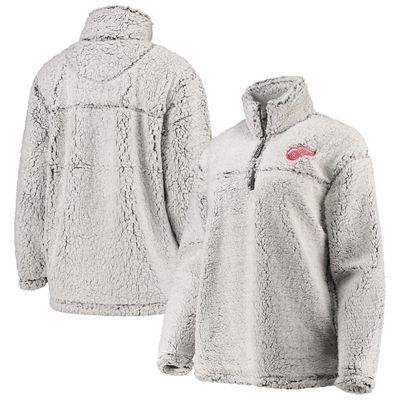 Women's G-III 4Her by Carl Banks Gray Detroit Red Wings Sherpa Quarter-Zip Pullover Jacket