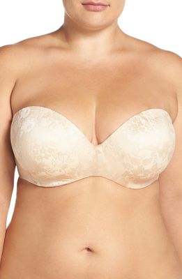 Curvy Couture Convertible Strapless Underwire Push-Up Bra in Nude