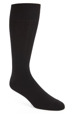 Nordstrom Men's Shop Ultra Soft Solid Ribbed Socks in Black