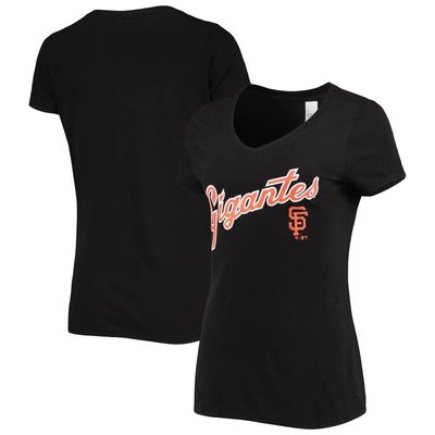 BREAKINGT Women's Heathered Black San Francisco Giants Team Hometown Tri-Blend V-Neck T-Shirt in Heather Black