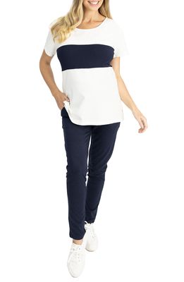 Angel Maternity Home to Street Maternity T-Shirt & Pants Set in Navy