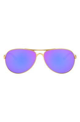 Oakley 59mm Polarized Aviator Sunglasses in Satin Gold/Prizm Violet