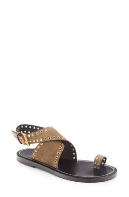 Isabel Marant Jools Ankle Wrap Toe Ring Sandal in Taupe