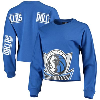 Women's FISLL Blue Dallas Mavericks Cropped Long Sleeve T-Shirt
