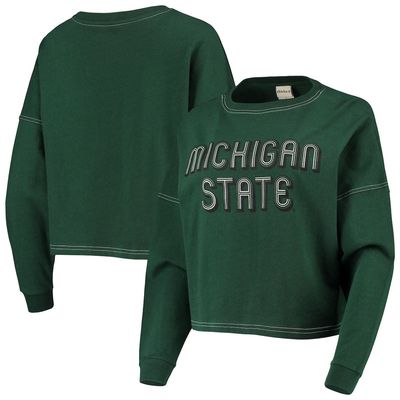 Women's chicka-d Green Michigan State Spartans Vintage Jersey Boxy Big Long Sleeve T-Shirt