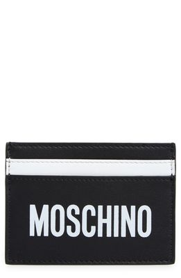 Moschino Small Colorblock Leather Card Case in Fantasy Print White