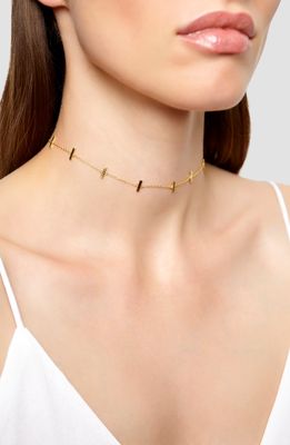 Argento Vivo Sterling Silver Bar Station Chain Choker in Gold
