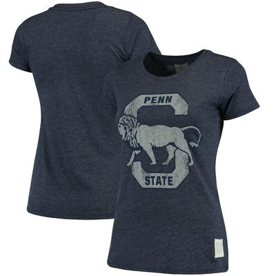 Women's Original Retro Brand Heathered Navy Penn State Nittany Lions Tri-Blend Crew Neck T-Shirt in Heather Navy