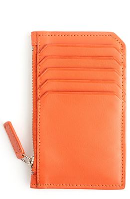 ROYCE New York Zip Leather Card Case in Burnt Orange