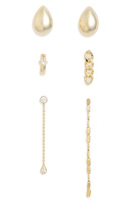 Nordstrom Assorted 6-Pack Mix & Match Single Earrings in Clear- Gold