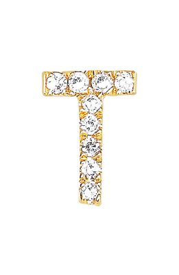 EF Collection Diamond Initial Stud Earring in 14K Yellow Gold/T