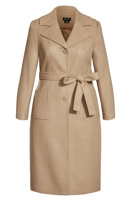 City Chic Belted Coat in Taupe