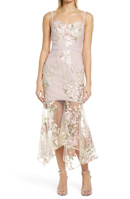 Chi Chi London Floral Embroidered Dress in Pink