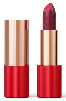 La Perla Refillable Matte Silk Lipstick in Cherry Red