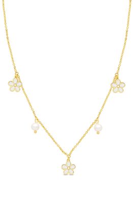 Lily Nily Flower & Pearl Charm Necklace in Gold