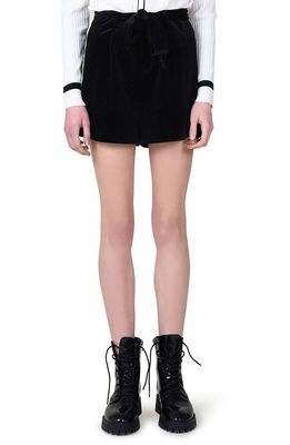 Molly Bracken Sparkly Tie Waist Velvet Shorts in Black