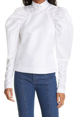 ROTATE Kimi Gathered Sleeve Blouse in Bright White