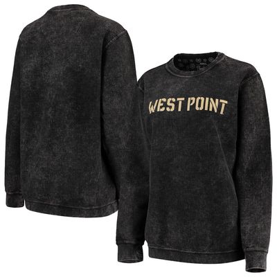Women's Pressbox Black Army Black Knights Comfy Cord Vintage Wash Basic Arch Pullover Sweatshirt