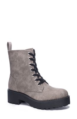 Dirty Laundry Mazzy Lace-Up Boot in Grey Faux Leather
