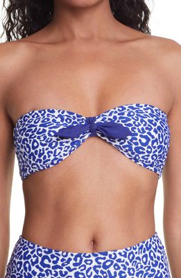 lemlem Halima Leopard Bandeau Bikini Top in Navy