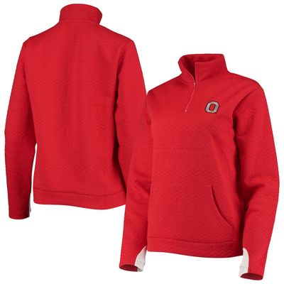 Women's Gameday Couture Scarlet Ohio State Buckeyes Embossed Quarter-Zip Jacket