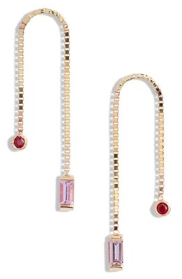 Poppy Finch Ruby & Pink Sapphire Box Chain Earrings in Yellow Gold
