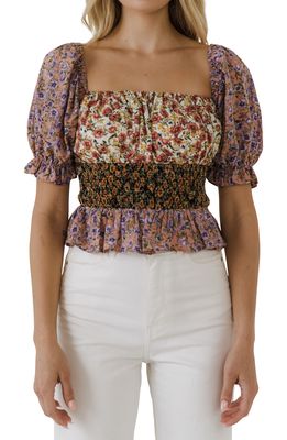 Free the Roses Smocked Floral Top in Multi