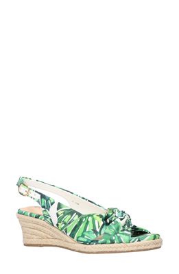 Bella Vita Kimora Espadrille Wedge Sandal in Green Silk