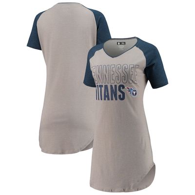 Women's Concepts Sport Gray/Heathered Navy Tennessee Titans Meter Raglan V-Neck Knit Nightshirt