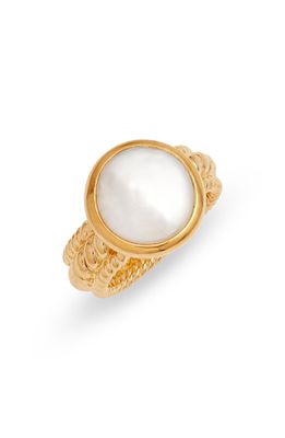 Anna Beck Freshwater Pearl Ring in Gold/White