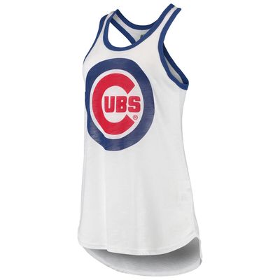 Women's G-III 4Her by Carl Banks White Chicago Cubs Tater Racerback Tank Top